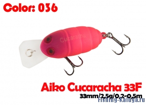 воблер CUCARACHA 33F   036-цвет  33mm  3.5g  заглубление 0.2-0.5m  плавающий