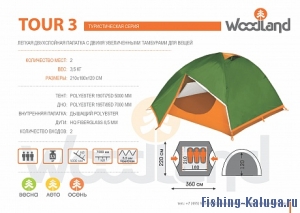       Палатка туристическая WoodLand TOUR 3